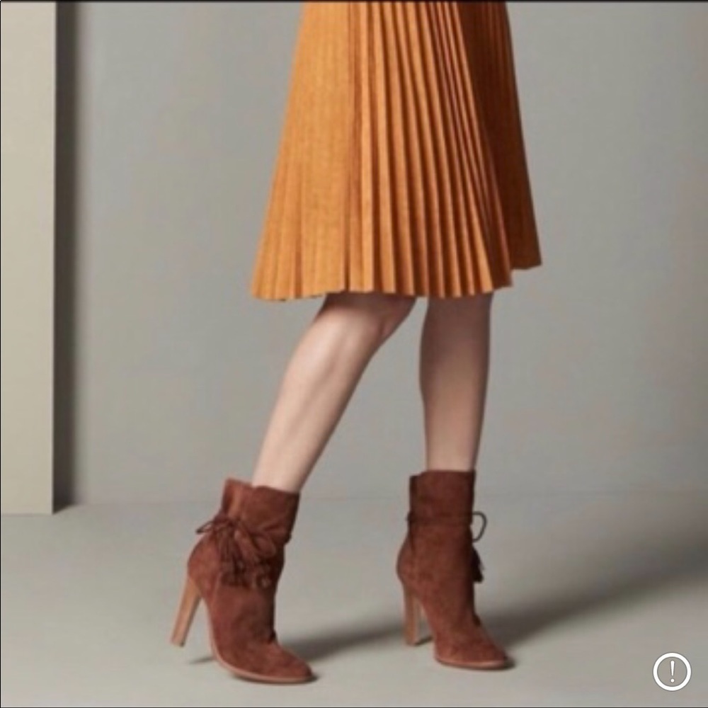 Joie Chap Suede Boots Tassels Fringe